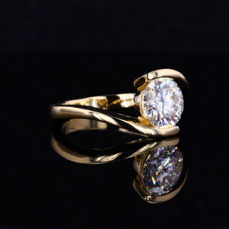 Custom Moissanite Ring 14K Yellow Gold Plated 8.5mm Synthetic Moissanite Women Rings