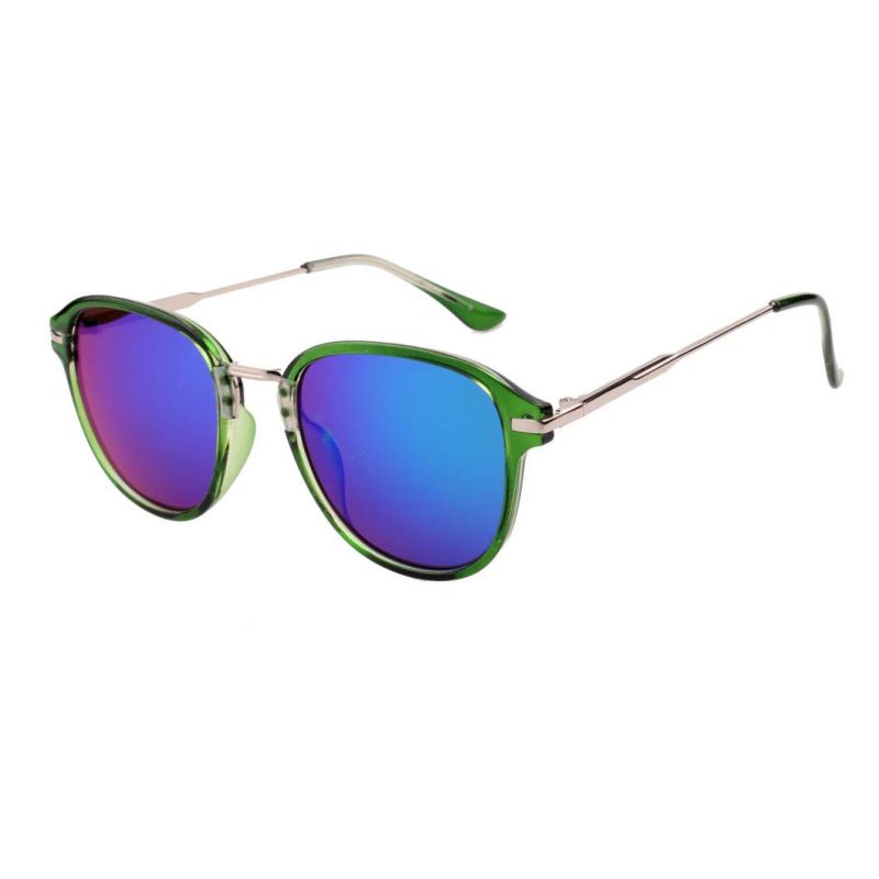 Metal Nose and Temple Green Demi with Green Mirror