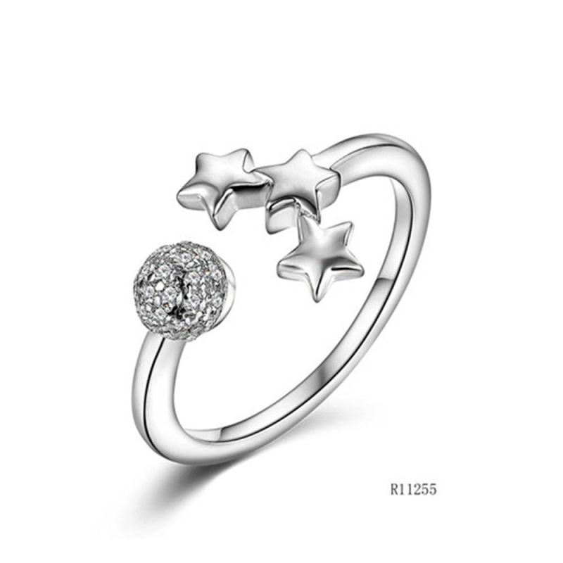 Hot Sale Star Design Silver with CZ Open Ring