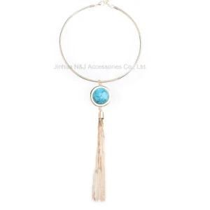 Tassel Statement Chain Necklaces &amp; Pendant Women Turquoise Gold Plated Necklace Jewelry