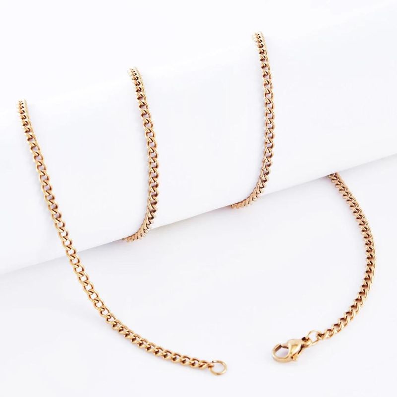 Wholesale Necklace Jewelry Curb Chain Bracelet Anklet Necklace Fashion Gold Plated Stainless Steel Jewelry