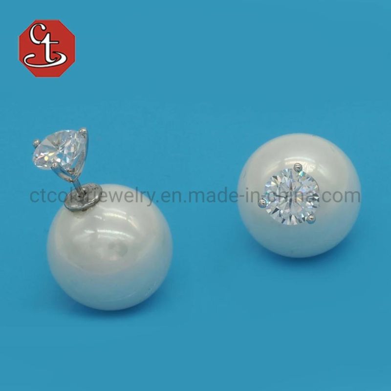 Fashion Black Pearl Earrings Shell Pearl Stud Earring 925 Sterling Silver Jewelry