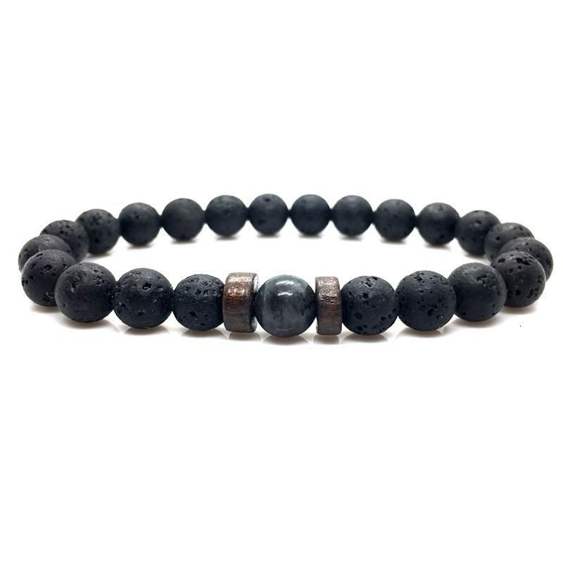 Promotion Gift Men Natural Bead Lava Stone Bracelets Fashion Jewelry