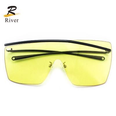 Light and Wide Field of Vision Colorful PC Rimless Frame Women Wholesale Sunglasses