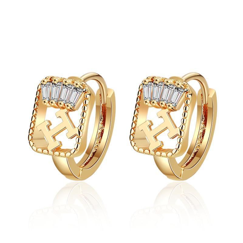Fashion Accessories Female Round 18K Gold Plated Designer Huggies Earrings