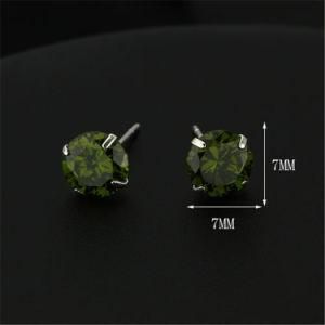 Hot Selling Fashion Peridot Stud Silver Earring