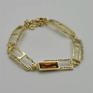 2014 New Fashion Clear Stone Watch Bracelet Women 22k Gold Plated Free Shipping (LA06977B1W0016)