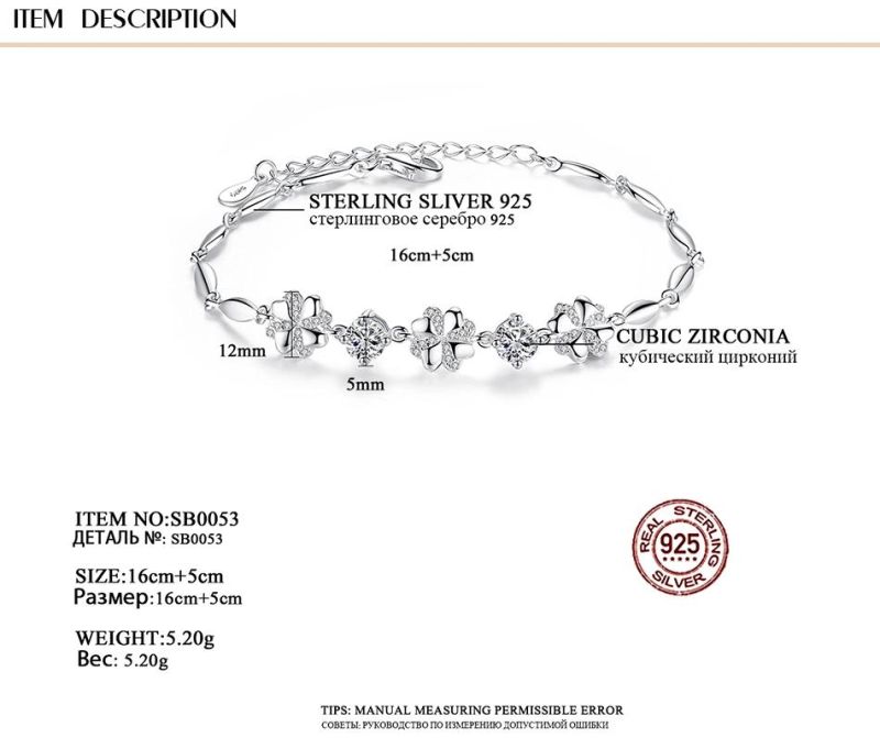 Gift Fashion Bangle Jewelry Zircon Flower Charm Bracelet