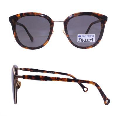 Tortoise Color Fashion Handmade Acetate Metal Frame Woman Sunglasses