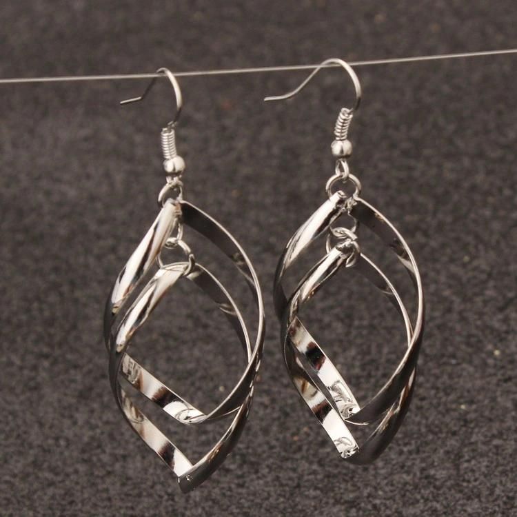 Diamond Multilayer Earrings Double Ring Classic Fashion Alloy Earrings