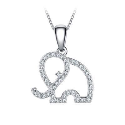 Fashion Jewellery Cute Animal Elephant Pendant Cubic Zirconia Sterling Silver Jewelry