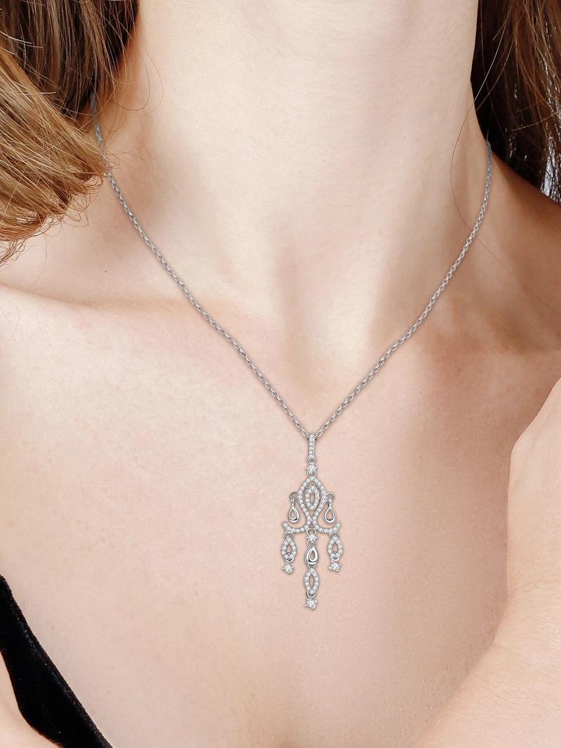 Fashion Customized Jewellery 925 Sterling Silver Cubic Zircon Creative Design Women Necklace