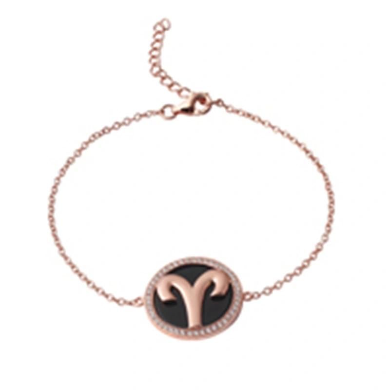 Rose Gold Plated Horoscope Over Enamel Bracelet