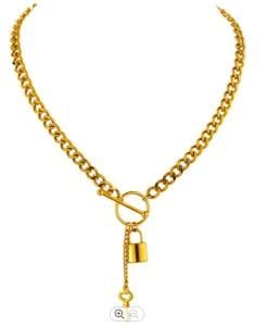 Jewelry Punk 316L Stainless Steel Metal Lock Pendant Necklace Minimalist 18 K Gold Plated Chain Necklace
