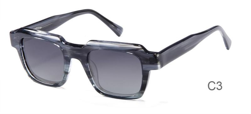 New Arriving Outdoor Square Customized Logo Sun Glasses Polarized Acetate Sunglasses for Unisex