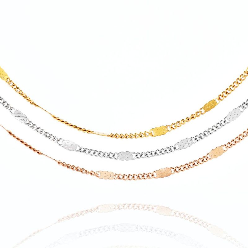 Fashion Accessories Stainless Steel Necklace Curb Chain Embossed for Layering Necklace Bracelet Anklet Jewelry Design