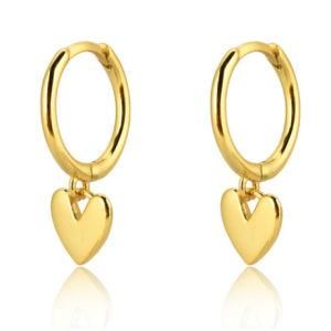 Custom 2022 New Hot Selling Simple Glossy Textured Heart Brass Earrings Fashion Jewelry