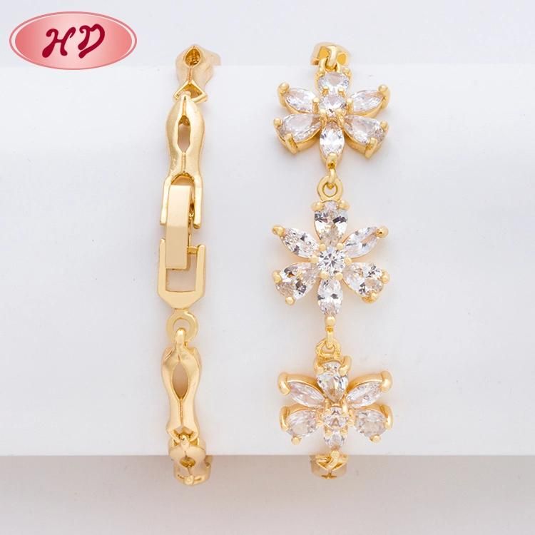 Handmade White Cubic Zirconia Gold Plating 14K 15K Gold Bracelet