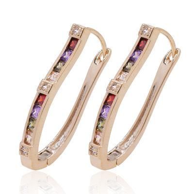 Wholesale Ladies Brass Gilded Jewelry Zircon Fashion Earrings