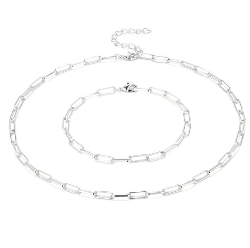 Popular Accessories PVD 18K Gold Plated Dainty Paperclip Link Chain Necklace for Handmade Jewelry