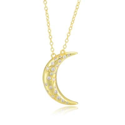 20mm Collar Gypsy Setting Zircon Star Moon Pendant Charm Sterling Silver 925 Jewellery for Gifts