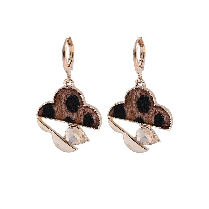 Leopard Print Flower Shape Alloy Retro Earring