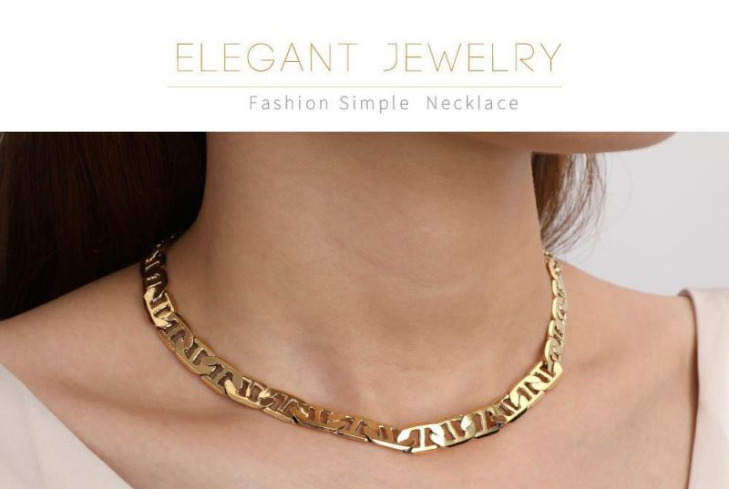 2021 Trendy 18K Gold Plated Necklace Jewelry Copper Gold Necklace Simple Style Women Chains for Jewelry Making