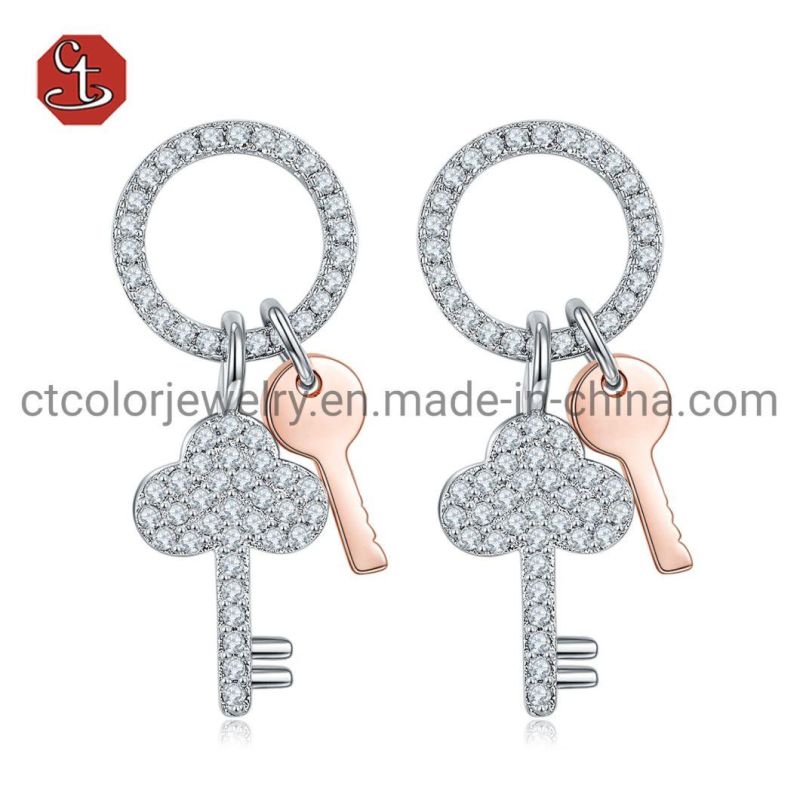 Fashion Crystal Clip Earring Non-Pierced Ear Cuff Dazzling Clear CZ Silver Earring Diamonds Jewelry