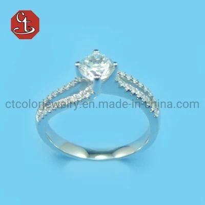 Simple Synthetic Daimond Rings Romantic Wedding Proposal Silver Jewelry