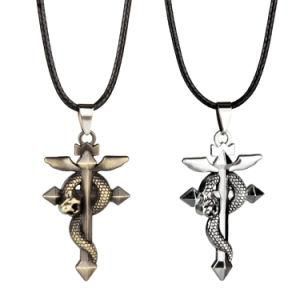 Stainless Steel Snake Winding Cross Pendant Necklace