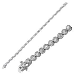 Sterling Silver Heart &amp; Arrow CZ Rosary Bracelet 7 Inches