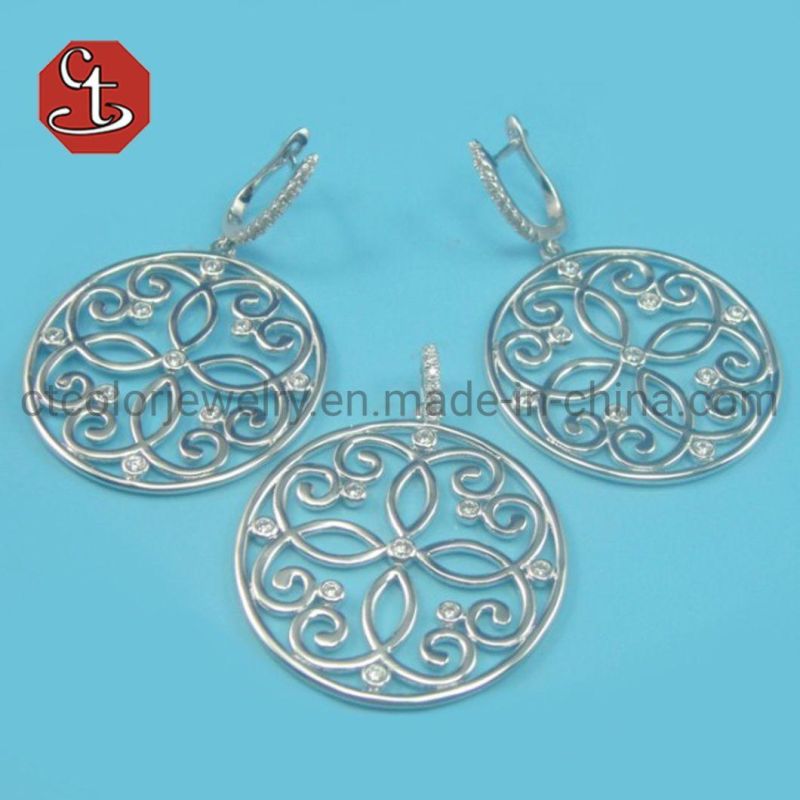 Charm Cubic Zircon Jewelry Sets Big Long Micro Paved Fashion Jewelry Cubic Zircon Leaf Drop Earrings Ring