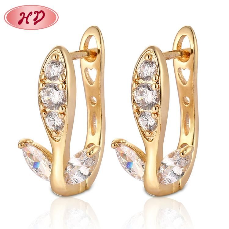 2020 New Fashion Designs Jewelry 18K Gold AAA CZ Stone Hoop Earrings Women