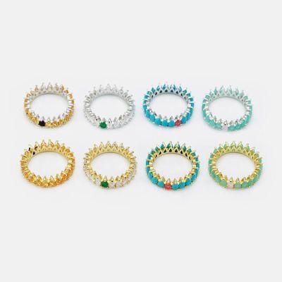 2022 Fashion Color Zircon Ring Multi-Element 18K Gold-Plated Brass Ring Gift for Girl