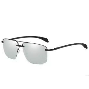 Stock High Quality Unisex Rimless Eyewear Fashion Polarized Metal Sunglasses