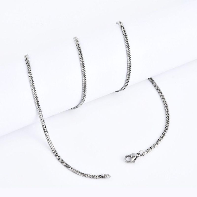 Fashion Necklace Jewellery Double Curb Polish Chain Hip Hop Men′jewelry Stainless Steel Gold Plated