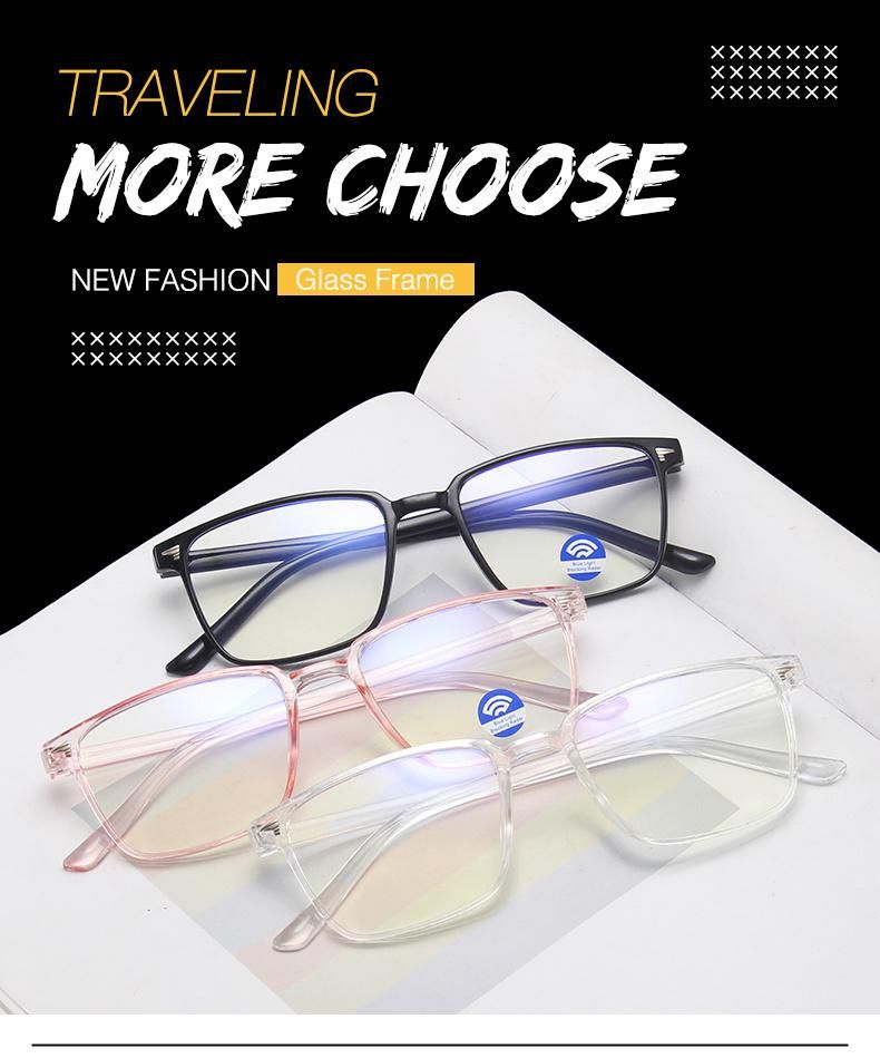Square Transparent Color Anti-Blue Light Glasses Women′s Light and Comfortable Retro Midin Glasses