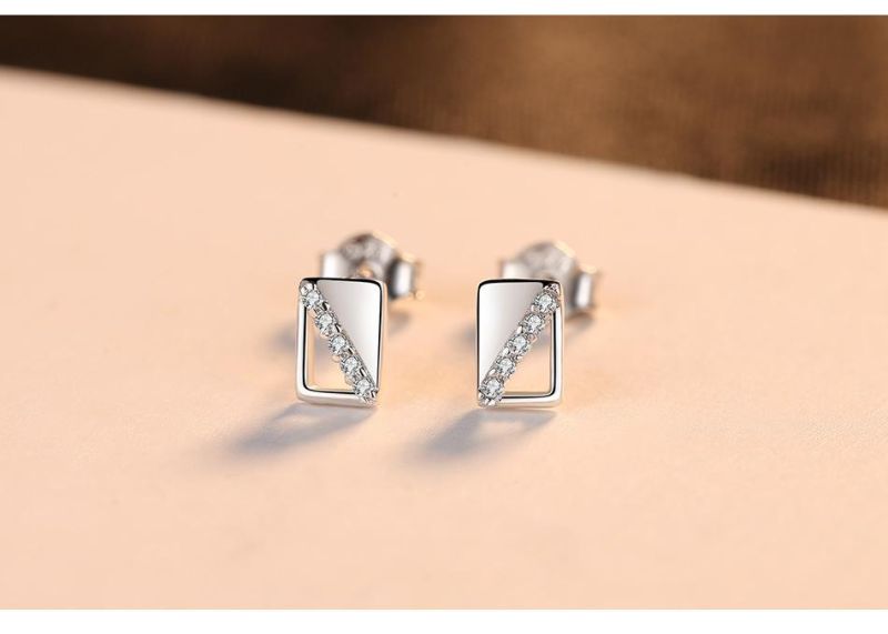 Mini CZ Setting Stone CNC Earrings Silver Ring Studs