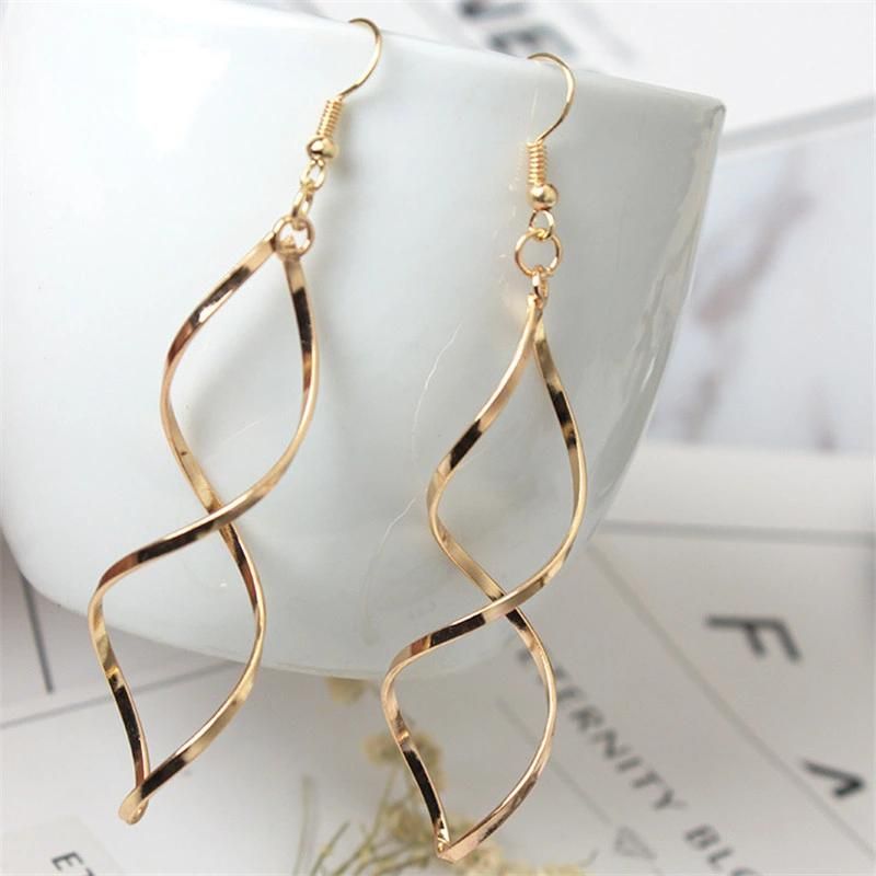 High Quality Fashion Double Loop Wave Drop Earrings Wedding Jewelry