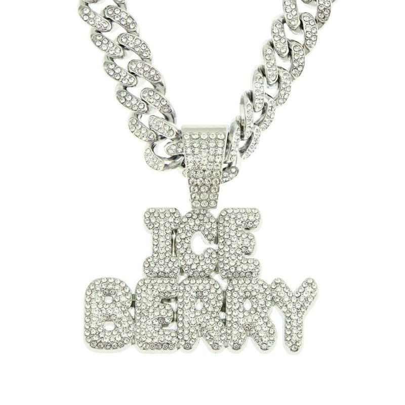 Hip Hop Splicing Full Diamond Letter Pendant Necklace