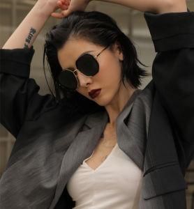 Trendy Polarized Rhinestone Metal Sun Glasses Women Sunglasses