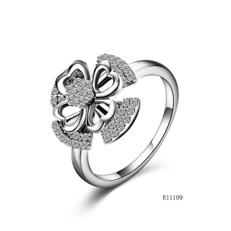 Creative Windmill Silver with CZ Flower Ring