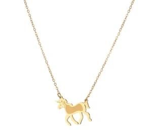 Unicorn Pendant Necklace Stainless Steel Gold Plated Minimalist Necklace