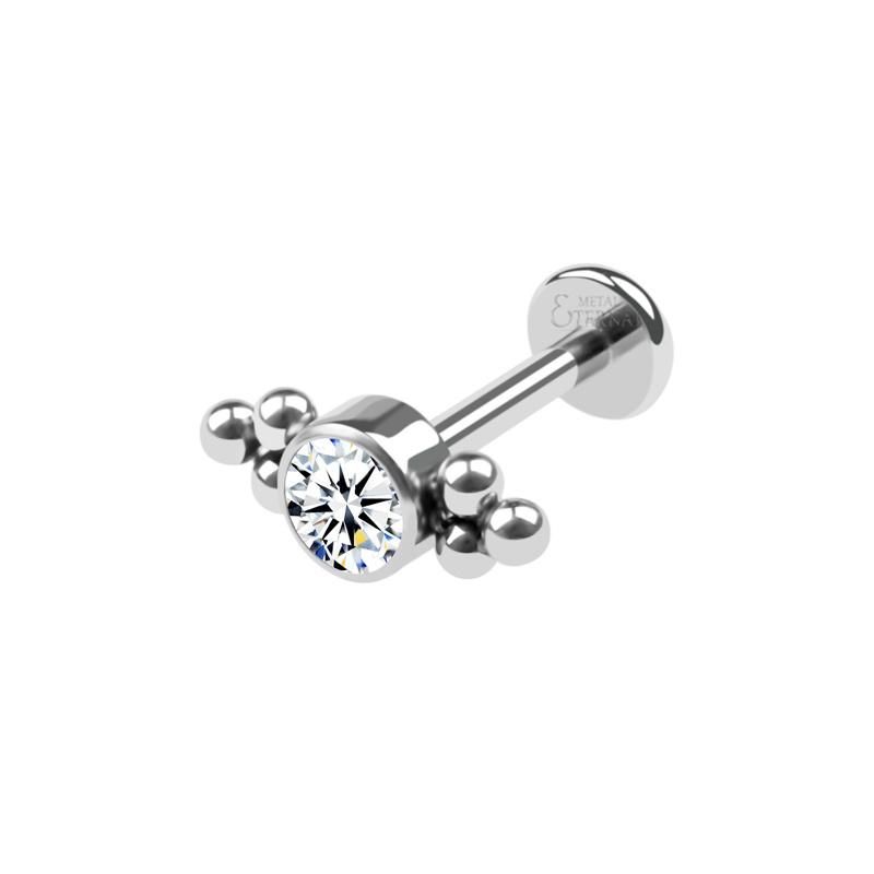 Eternal Meterl ASTM F136 One Stone Cluster Balls Titanium Internally Threaded Labret Body Piercing