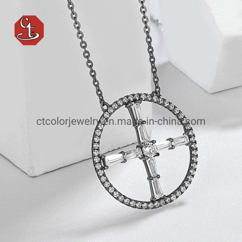 New fashion the cross White CZ Necklace Pendent in circle