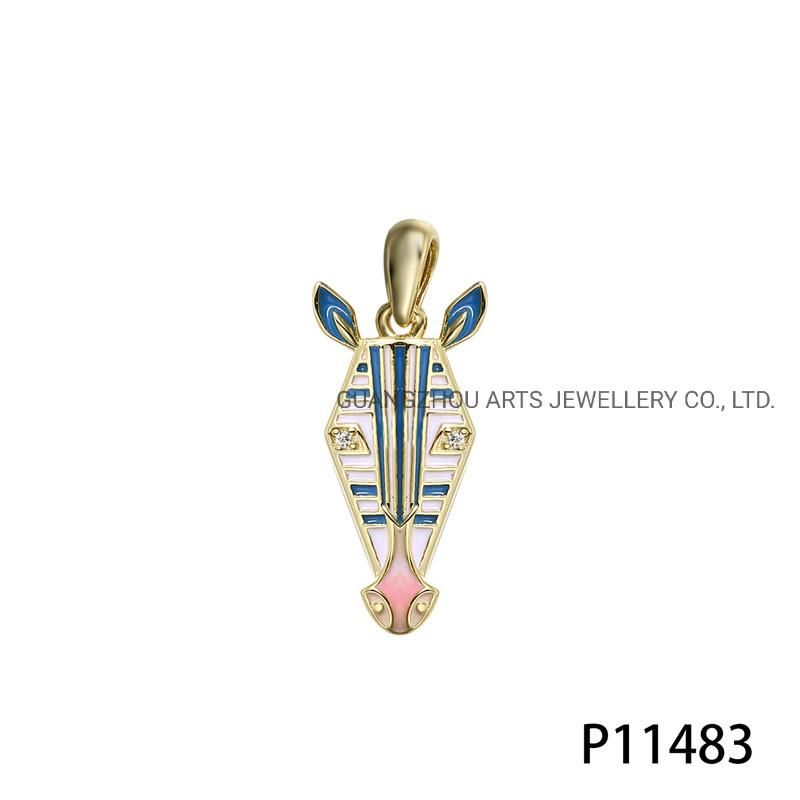 Personalized Zebra Gold Plating Enamel Pendant