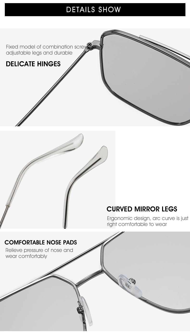 New Hot Selling Classic Fashion Trend Colorful Gradient Lens Sun Glasses Oversized Square Metal UV400 Sunglasses