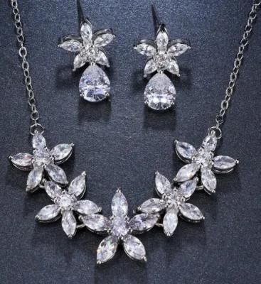 Pear Bridal CZ Necklace Jewelry Set, Wedding CZ Necklace Jewelry Set, Bridesmaid Necklace Set, Gift Necklace Set