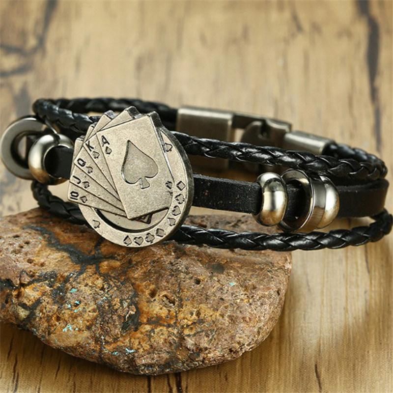 Vintage Men′ S Braided Fashion Accessories Leather Bracelet Fashion Bracelet Jewelry