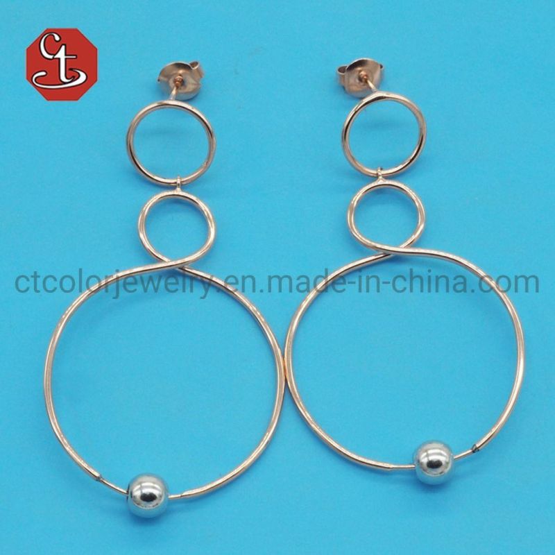 Special Few CZ Haggie Round circle AB Unbalnce asymmetrical Earring Brass & Silver Jewelry